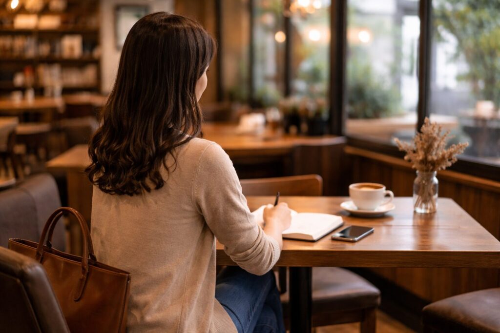 デートの後のんびりする女性